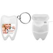 "HAPPY TEETH" Tooth Shaped Dental Floss Dispenser with Keyring